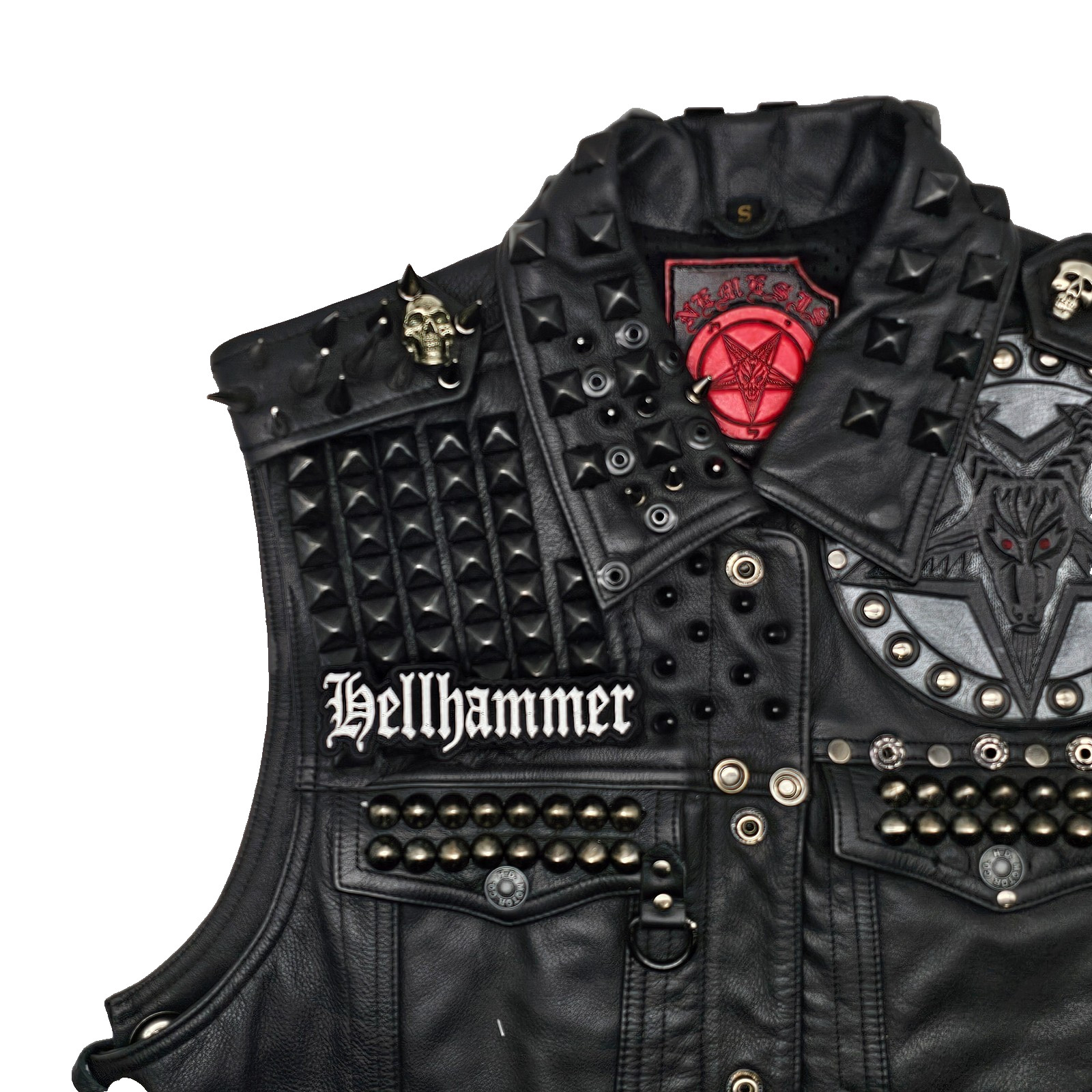 HELLHAMMER WHITE LOGO (shaped border) EMBROIDERED PATCH