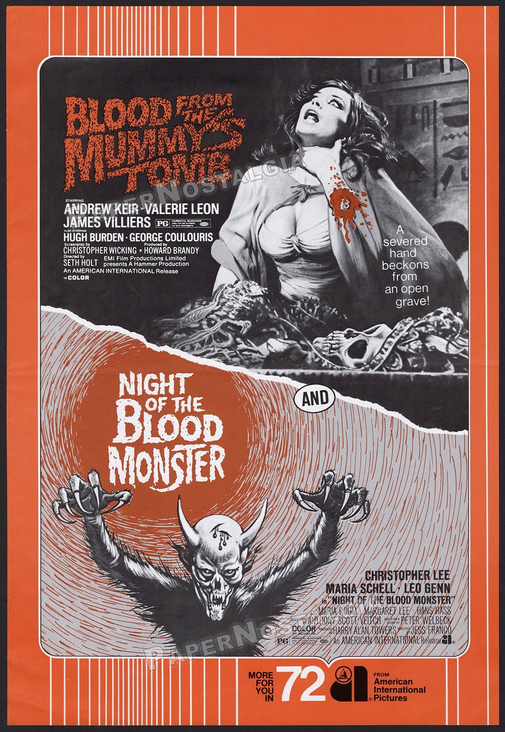 BLOOD FROM THE MUMMY’S TOMB – Orig. 1972 Trade AD / poster – Hammer Horror – AIP