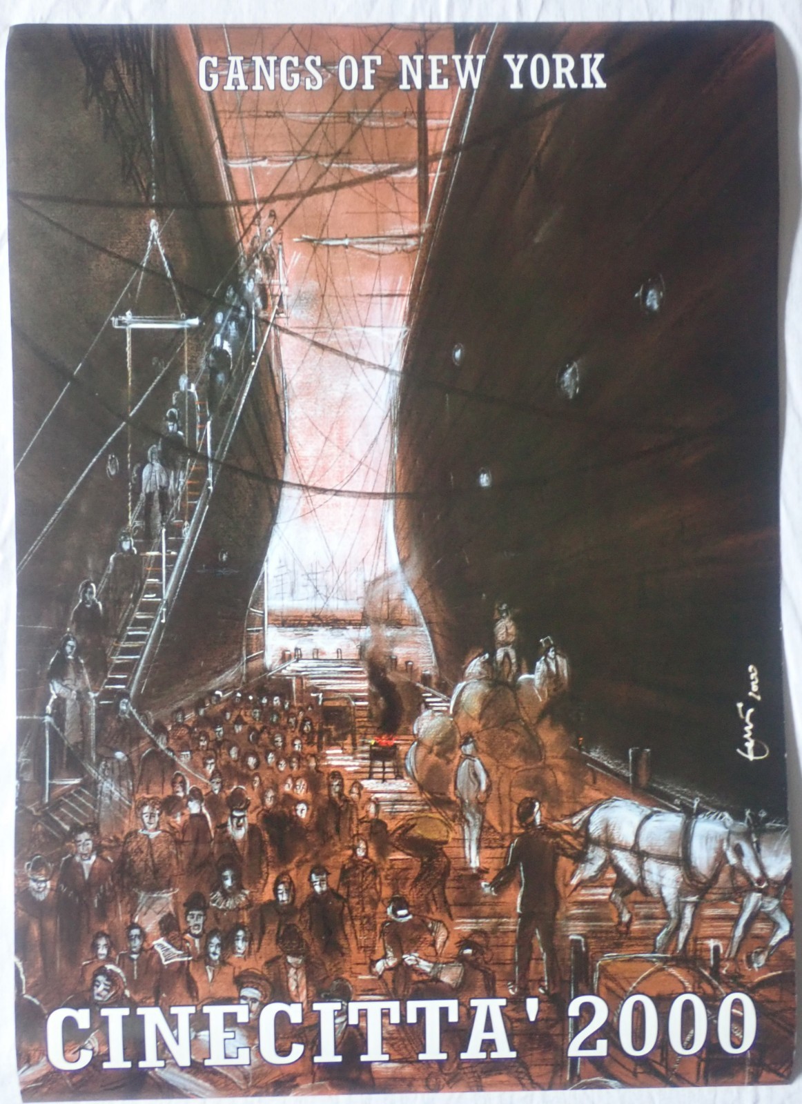 2000 CINECITTA ITALIAN FILM STUDIO POSTER GANGS OF NEW YORK 13 3/8″ x 9 3/8″