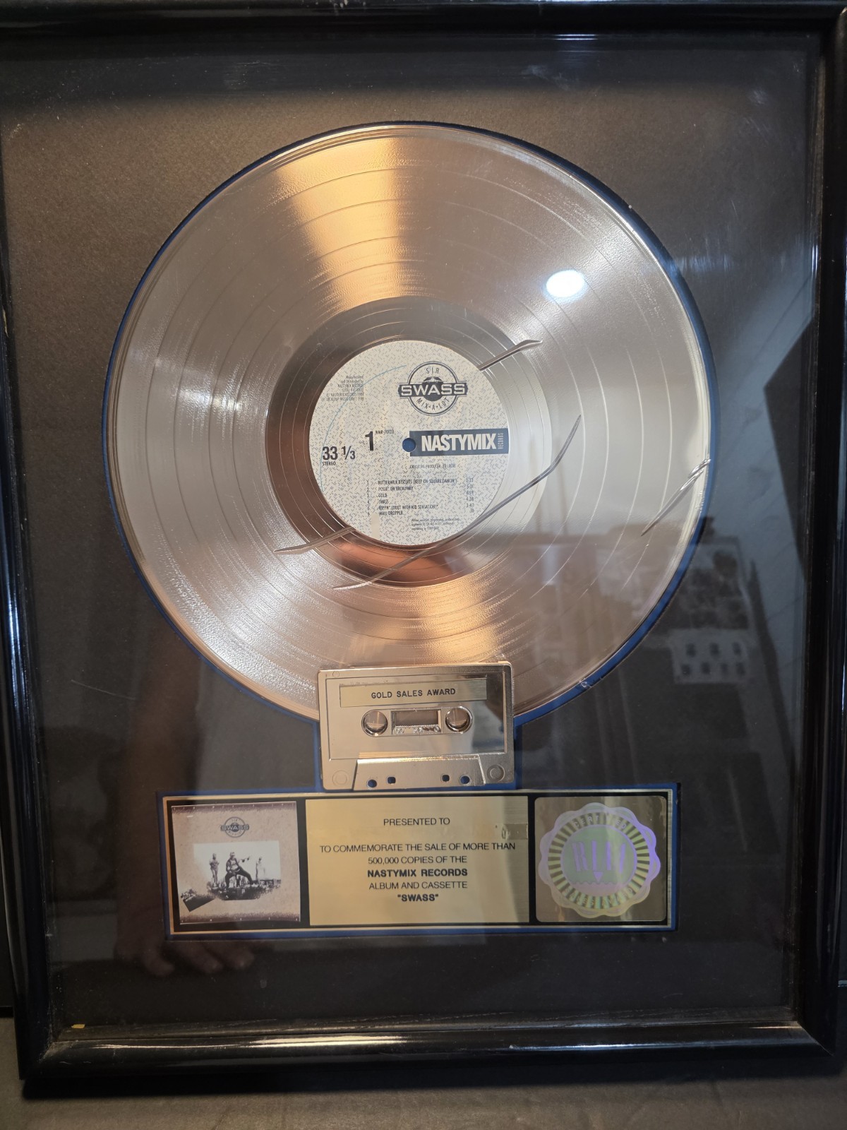 Vintage Sir Mix A Lot Swass Certified RIAA Gold Sales Award Plate Blank Presenta