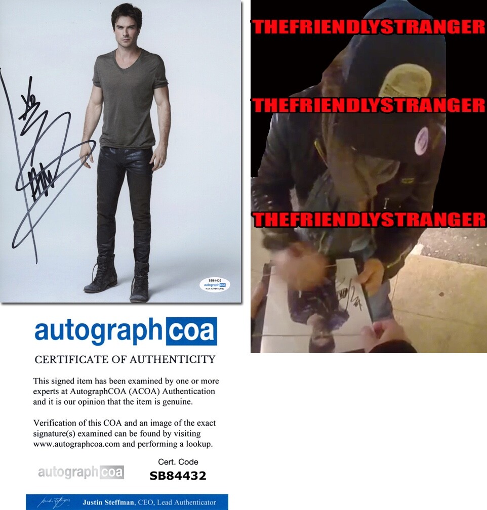 Ian Somerhalder signed “THE VAMPIRE DIARIES” 8×10 Photo PROOF f Sexy ACOA COA