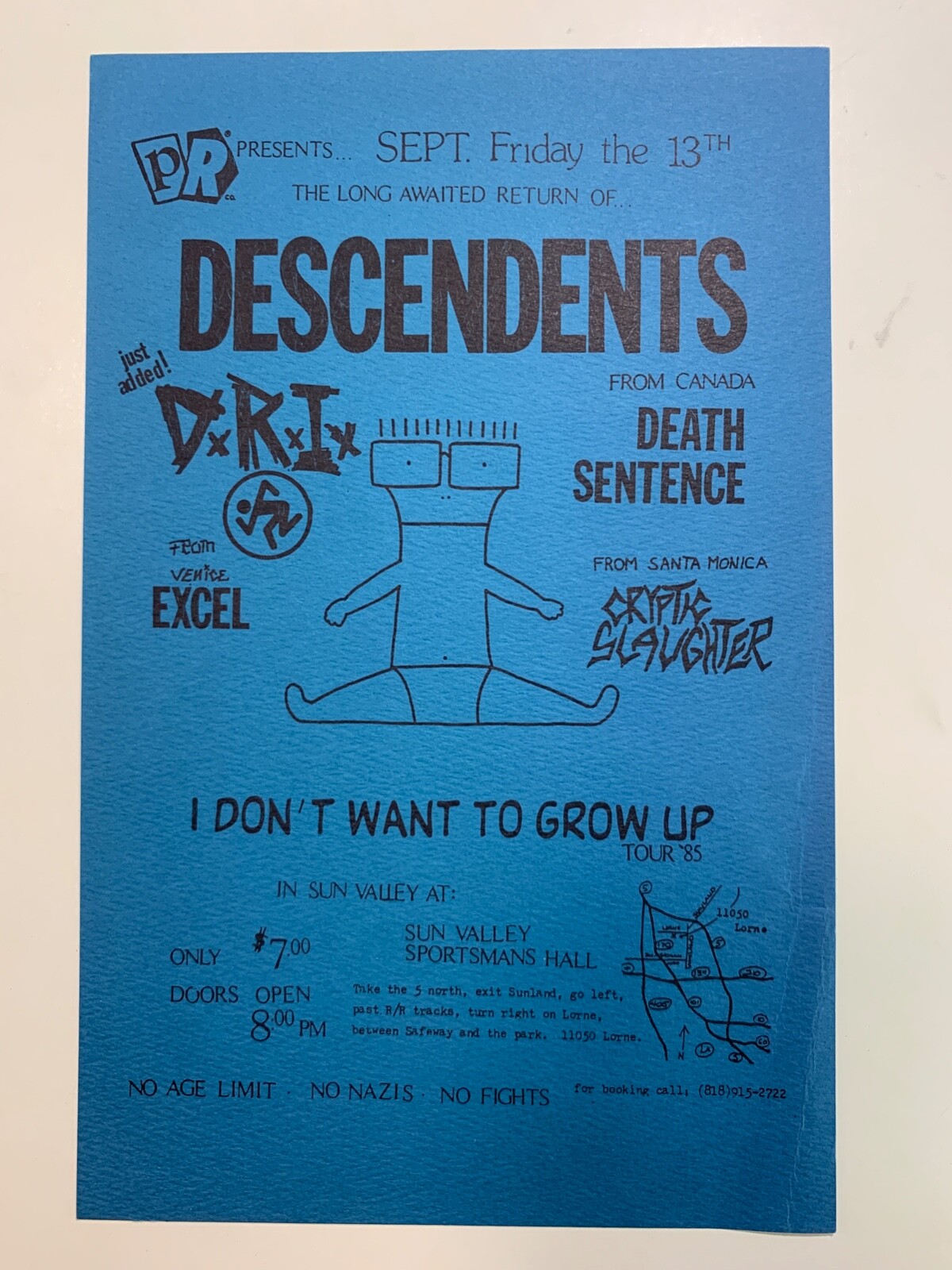 Descendents DRI Handbill Death Sentence Cryptic Slaughter Venice Punk Flyer