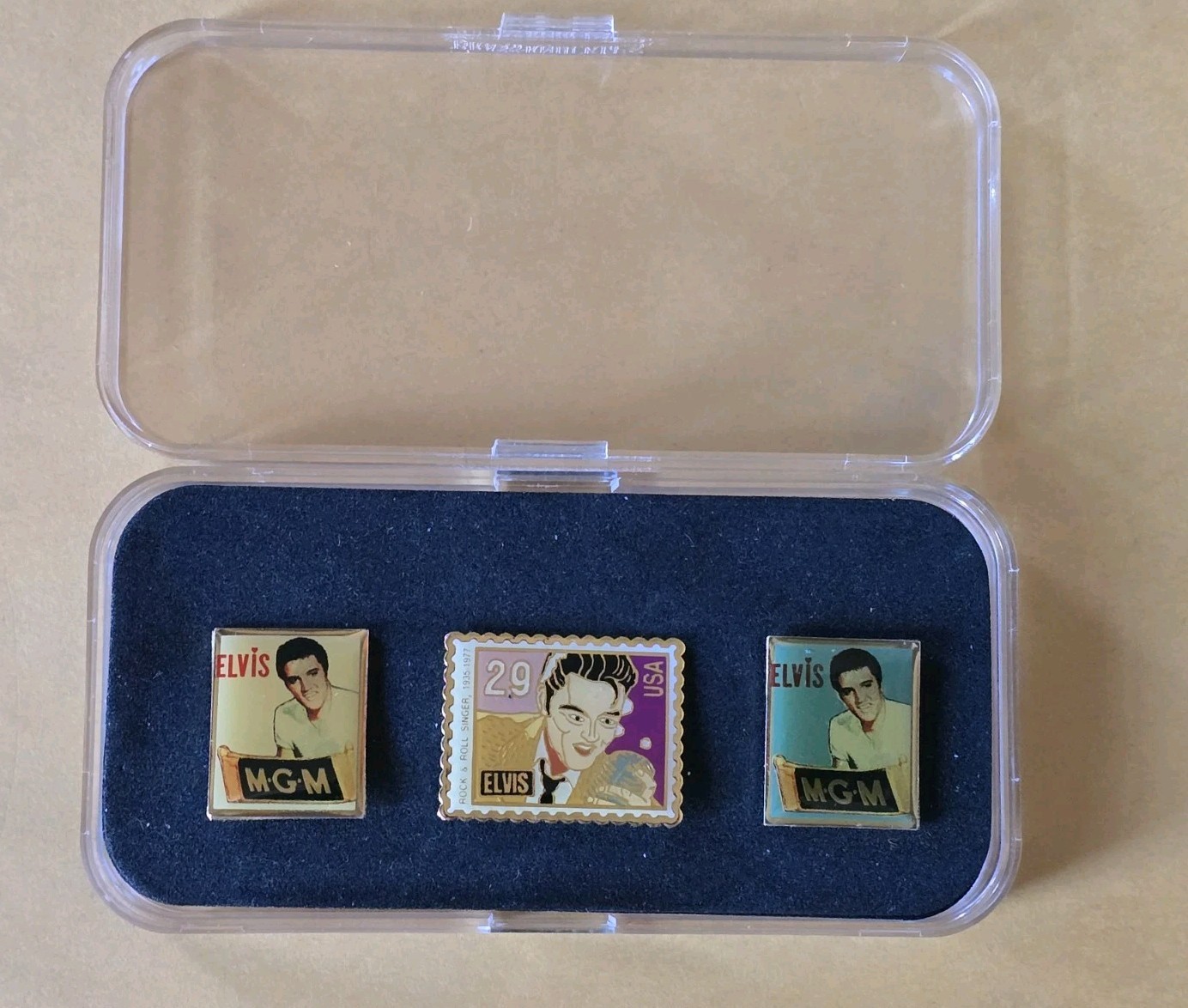 Vintage Elvis Presley Memorabilia 3 Pin Set Gift Lot