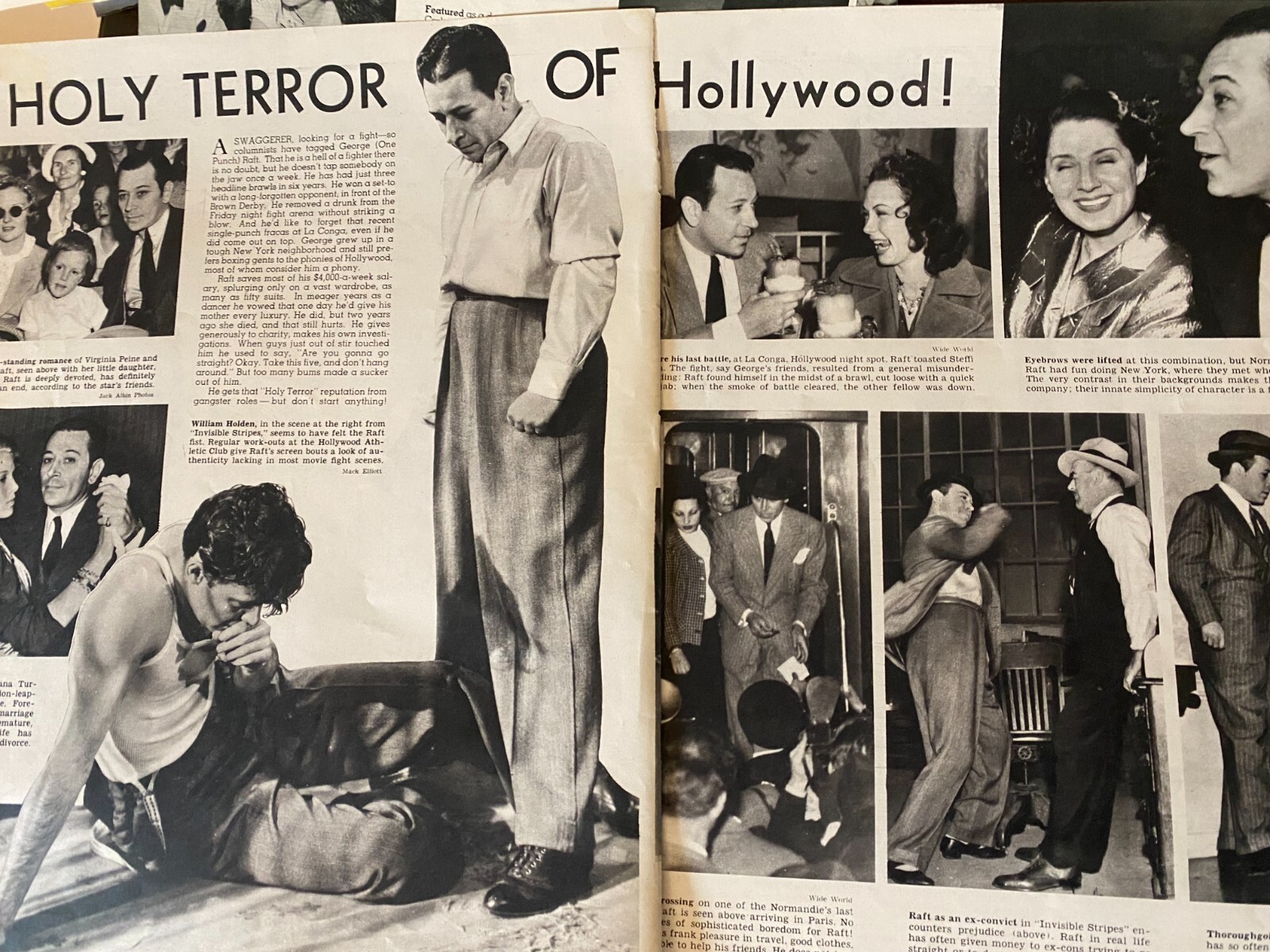 George Raft, Two Page Vintage Large Format Clipping, a