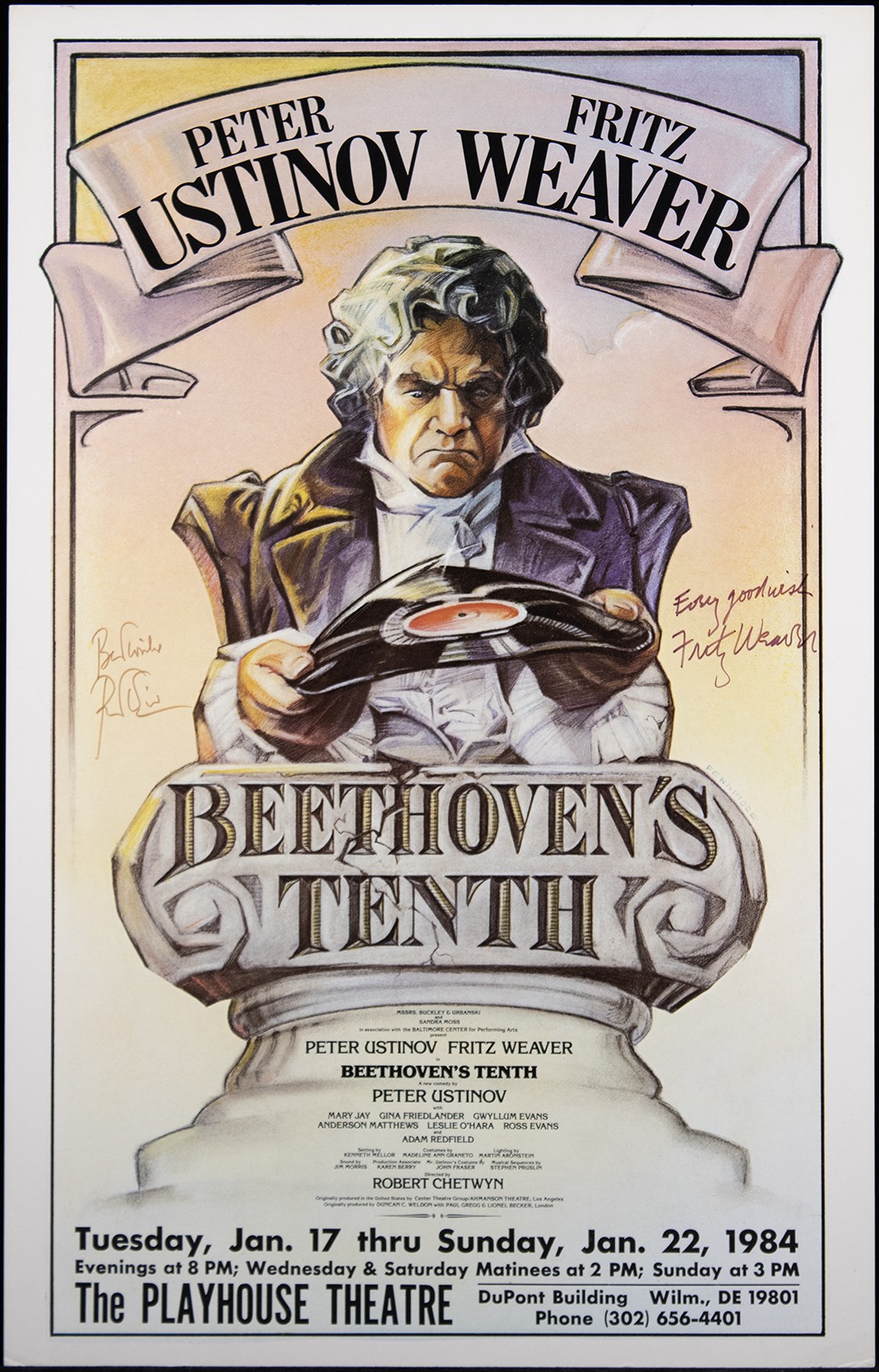 BEETHOVEN’S TENTH – PLAY CAST – AUTOGRAPHED SIGNED POSTER CIRCA 1984 WITH CO-SIG