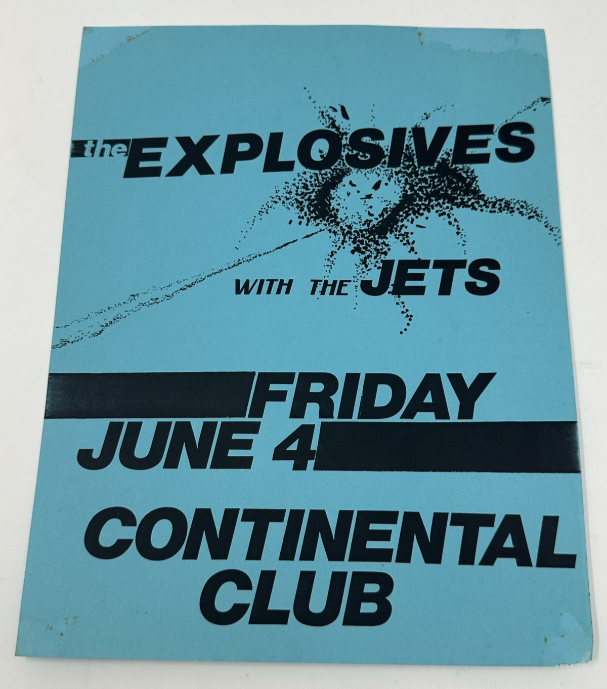 The Explosives with The Jets Continental Club Austin Texas 1980s Punk Flyer