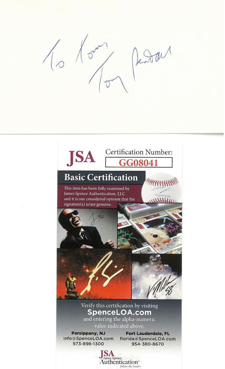 Tony Randall Signed Authentic Autographed 3×5 Cream Index Card JSA #GG08041