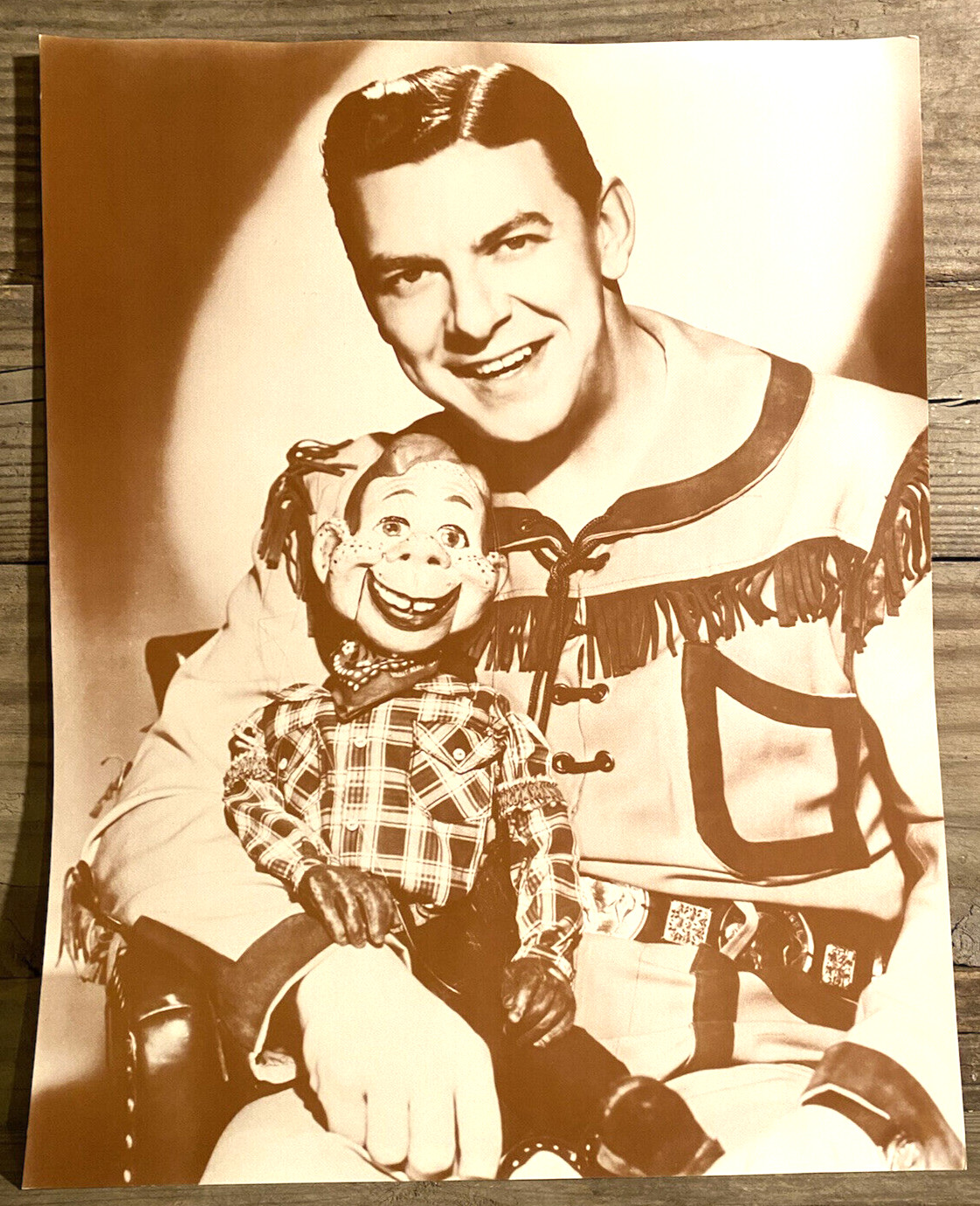 Antique 1940s WWII Era Photograph Howdy Doody Buffalo Bob Smith Large Lithograph