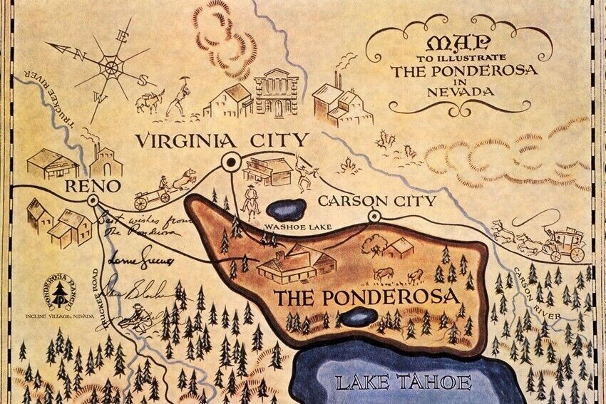 Bonanza Ponderosa Map 24×30 inch premium quality poster on 280gsm archival paper