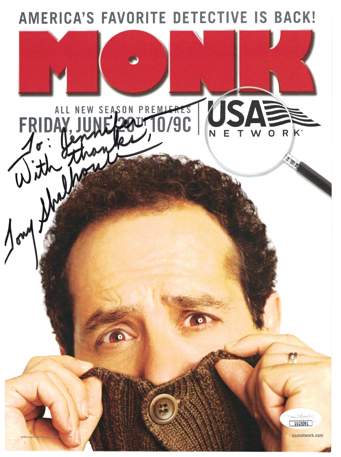 TONY SHALHOUB JSA Autographed Monk 8X11 FREE SHIPPING! Galaxy Quest JSA not PSA
