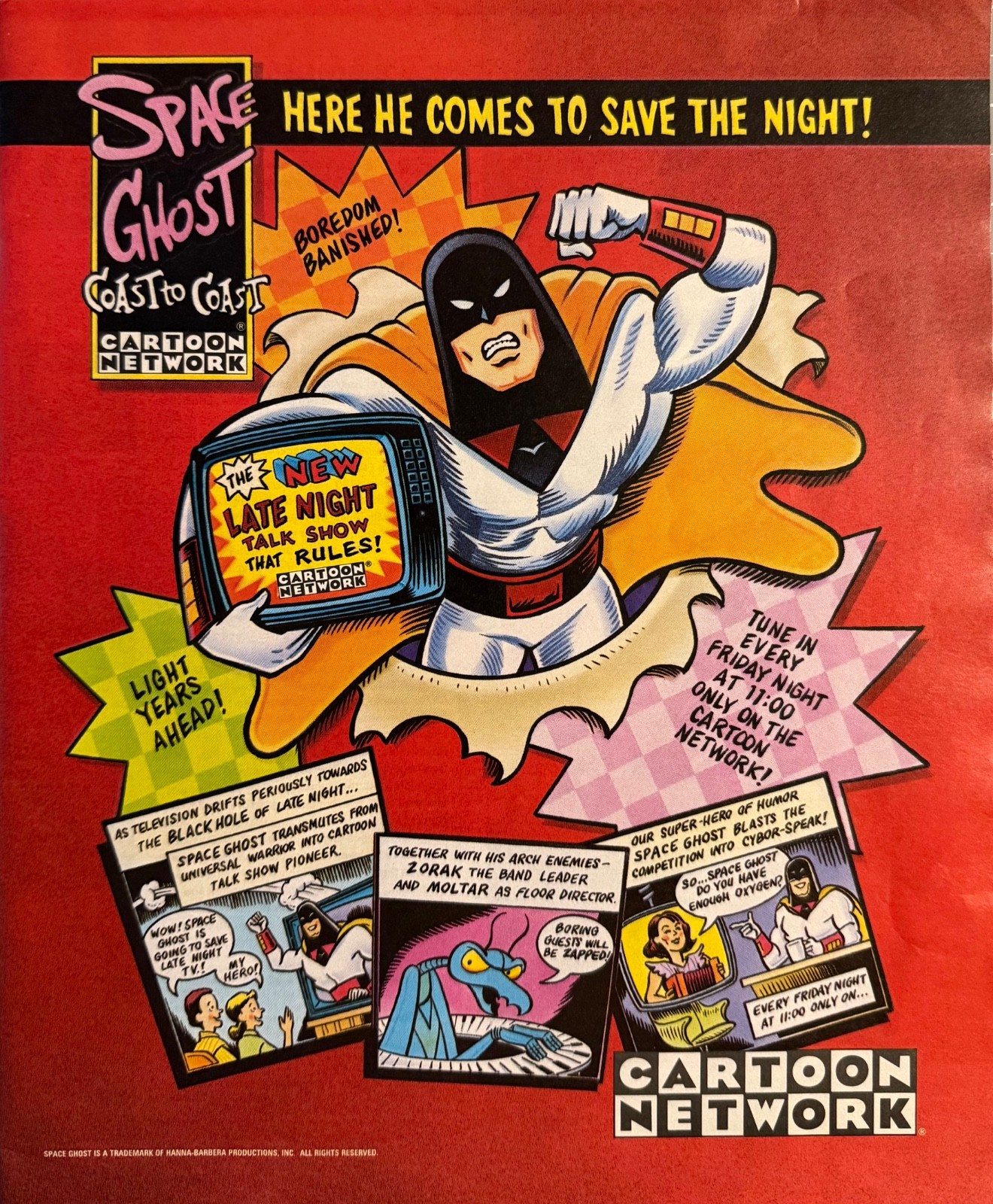 Space Ghost Print Ad 1994 Cartoon Network Magazine Pin-Up Poster