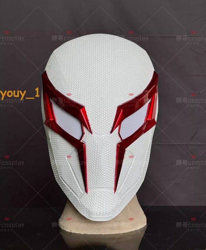 1:1 Marvels White Spider Man 2099 Helmet Wearable Mask FRP Cosplay Props Unisex