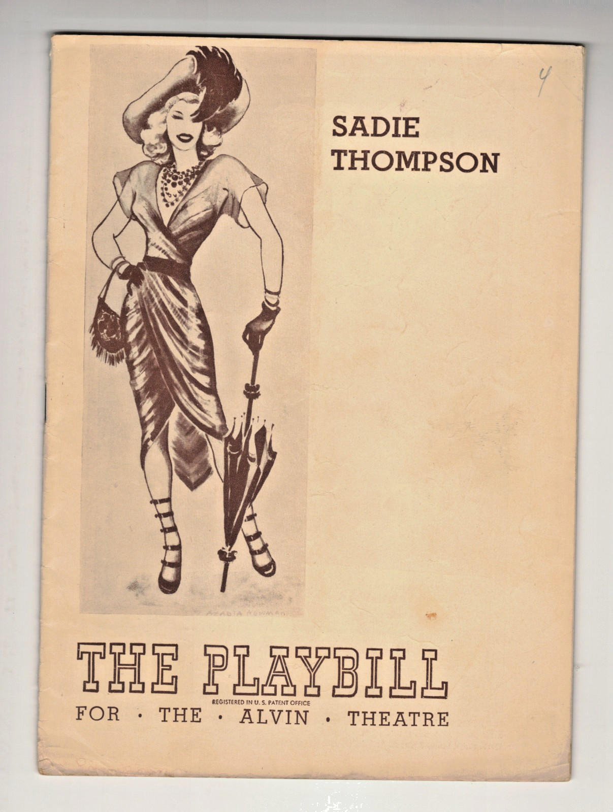 Playbill Sadie Thompson November 1944 Alvin Theatre June Havoc