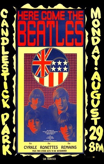 1966 BEATLES HERE COMES THE BEATLES CONCERT POSTER SAN FRANCISCO CA – 11″x17″