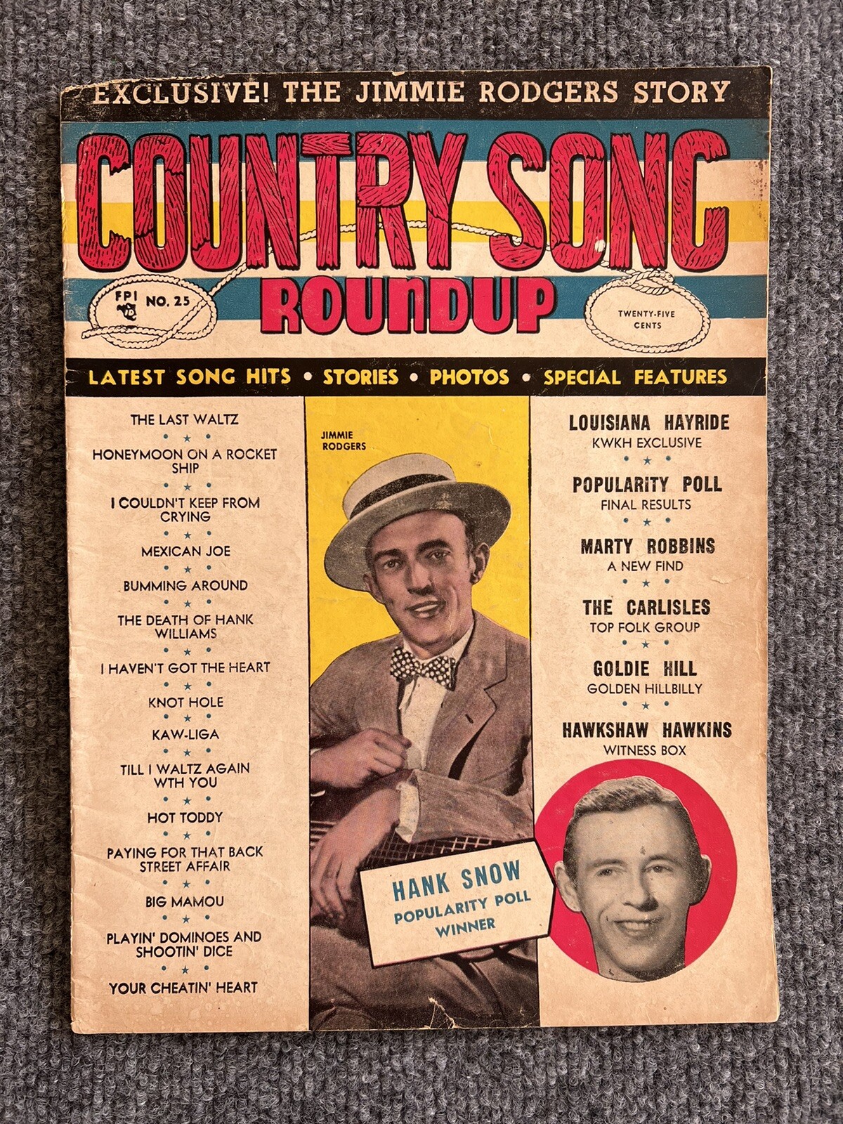 Country Song Roundup Magazine August 1958 Jimmie Rodgers Cover