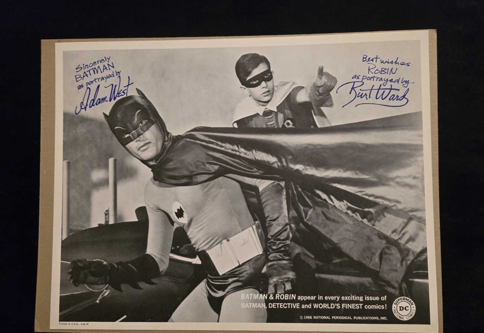 Vintage 1966 DC Comics Batman Robin Adam West Burt Ward Photo Printed Signatures