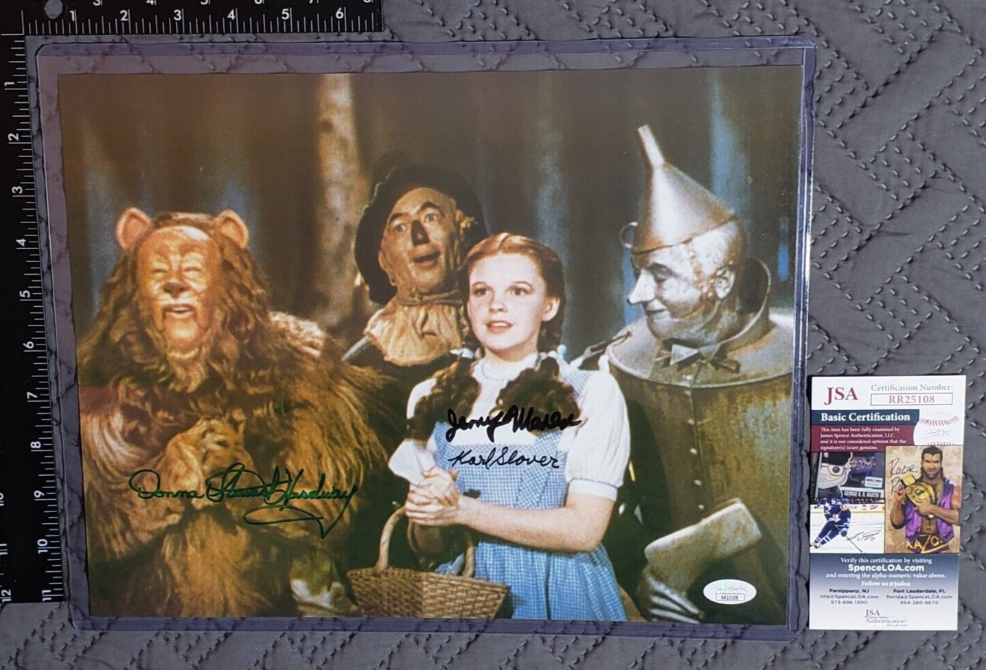 The Wizard of Oz Movie Poster Signed by 3 Munchkins Donna Jerry & Karl (JSA COA)