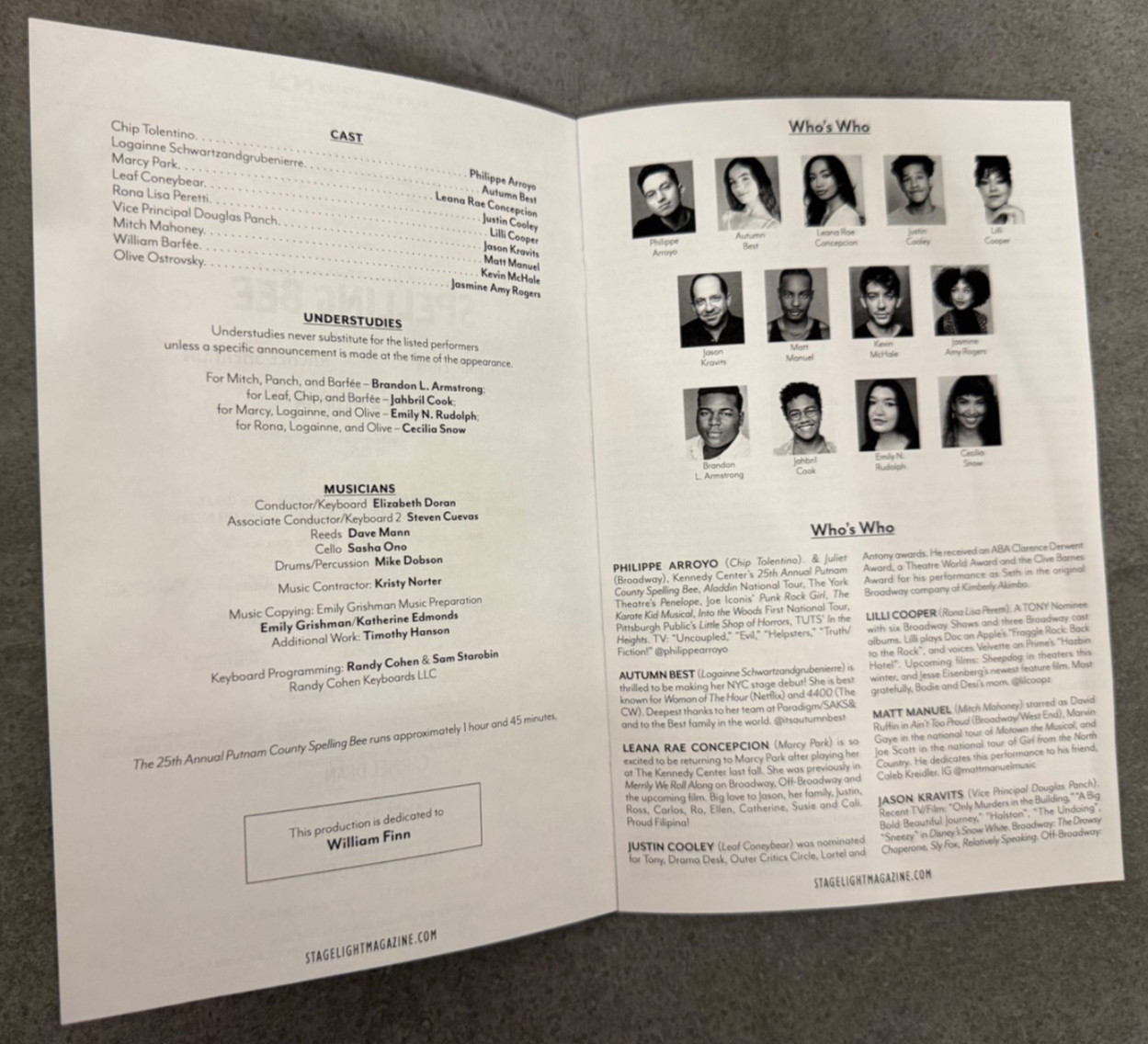 NEW off-Broadway Musical Program 2026 The 25th Annual Putnam County Spelling Bee