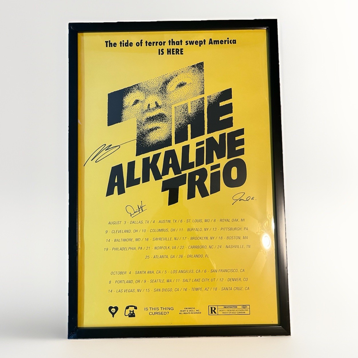 Alkaline Trio Framed Tour Poster Signed (Autographed) Rock & Pop Music 25″x17″