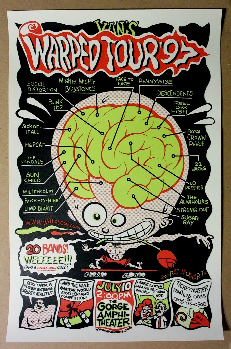 1997 Vans Warped Tour Social Distortion / Blink-182 / Mighty Screen Print Poster