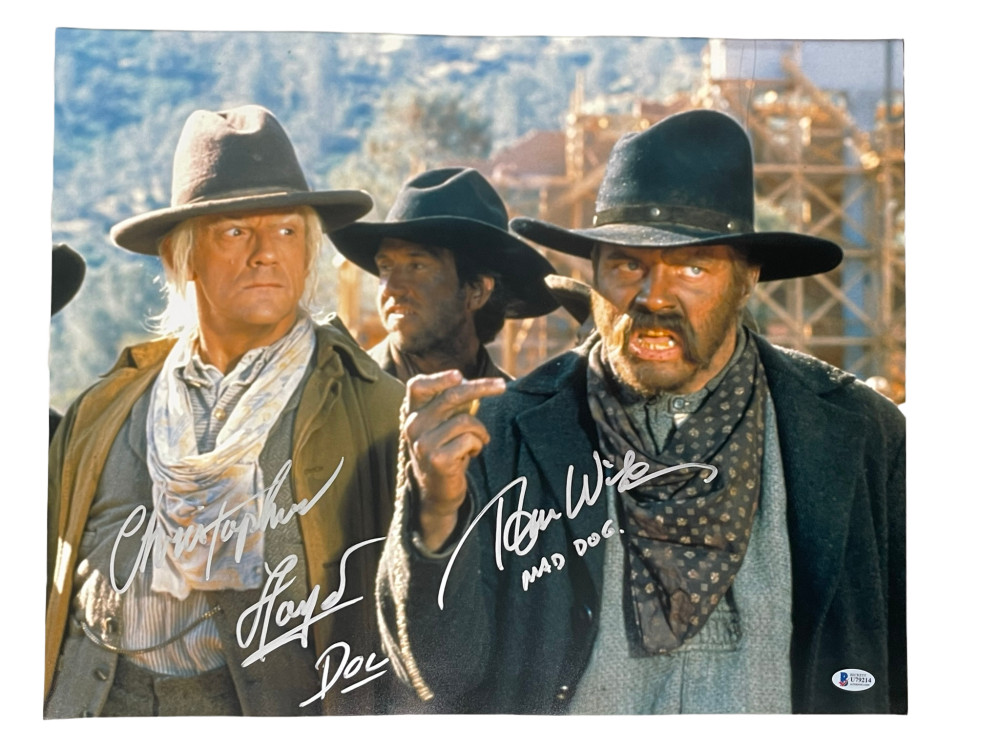 TOM WILSON CHRISTOPHER LLOYD SIGNED 16X20 PHOTO BACK TO THE FUTURE 3 BECKETT COA