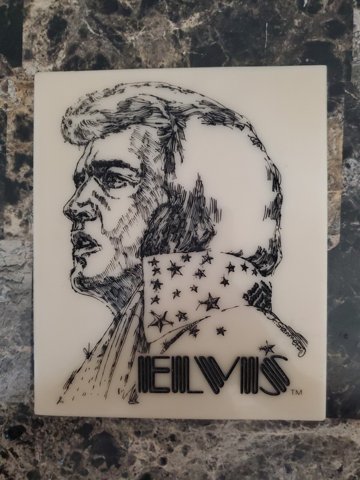 Elvis Presley Engraved Bust Free Standing Display Plaque Quality Concept 5″x6″