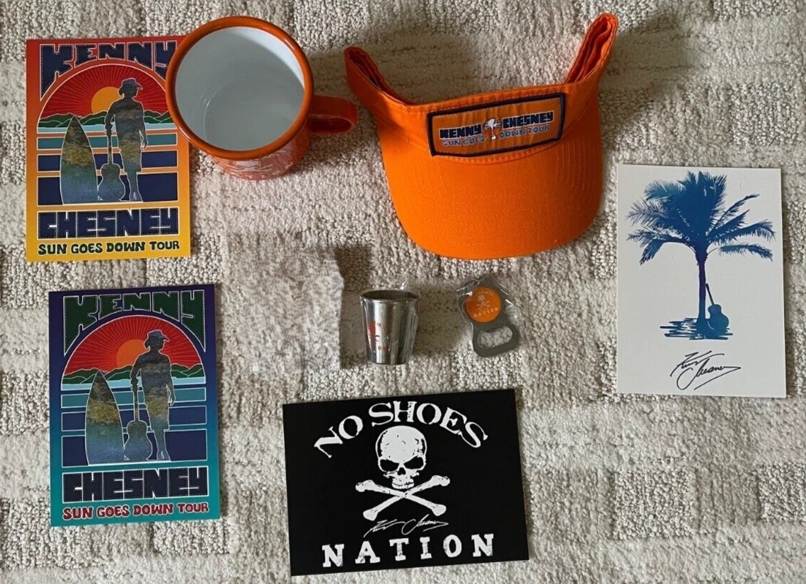 Kenny Chesney 2024 Sun Goes Down Tour VIP Package Swag NEW Visor Post Cards Cup