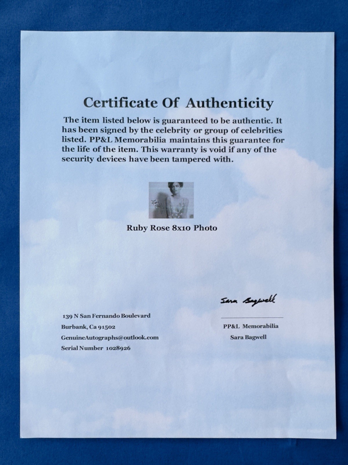 Ruby Rose Signed Autographed 8×10 Framed Photo w/ COA Hologram Kodak Print