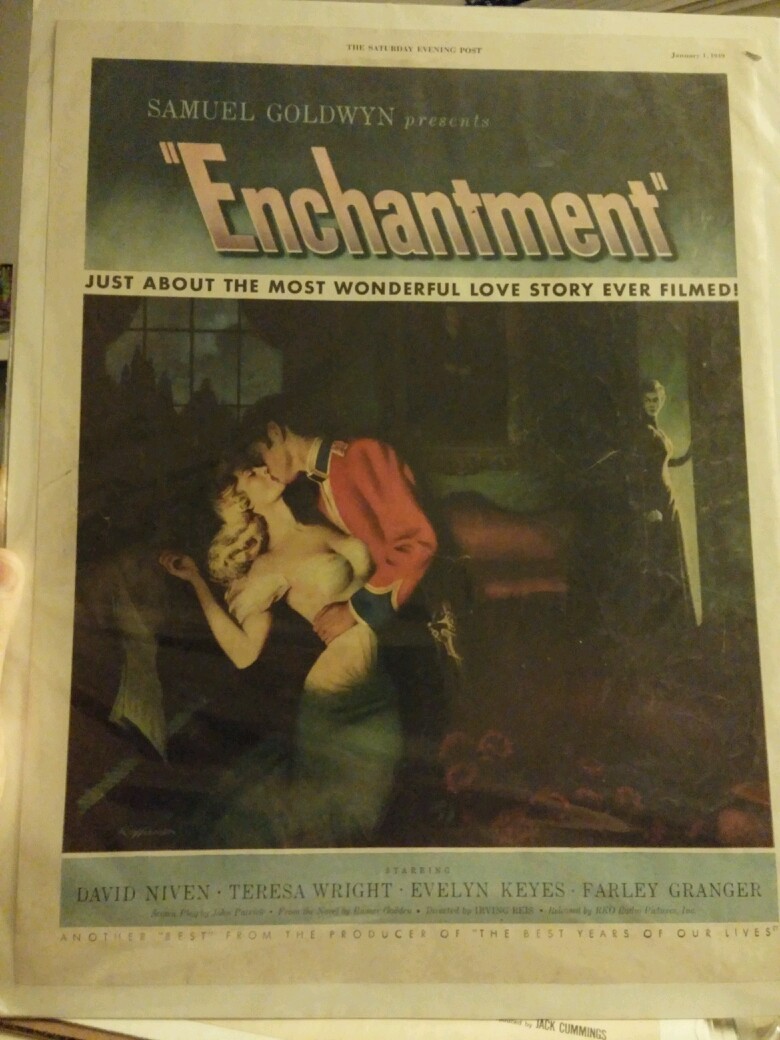 Vintage magazine movie ad “Enchantment” 1949 theater decor David Niven