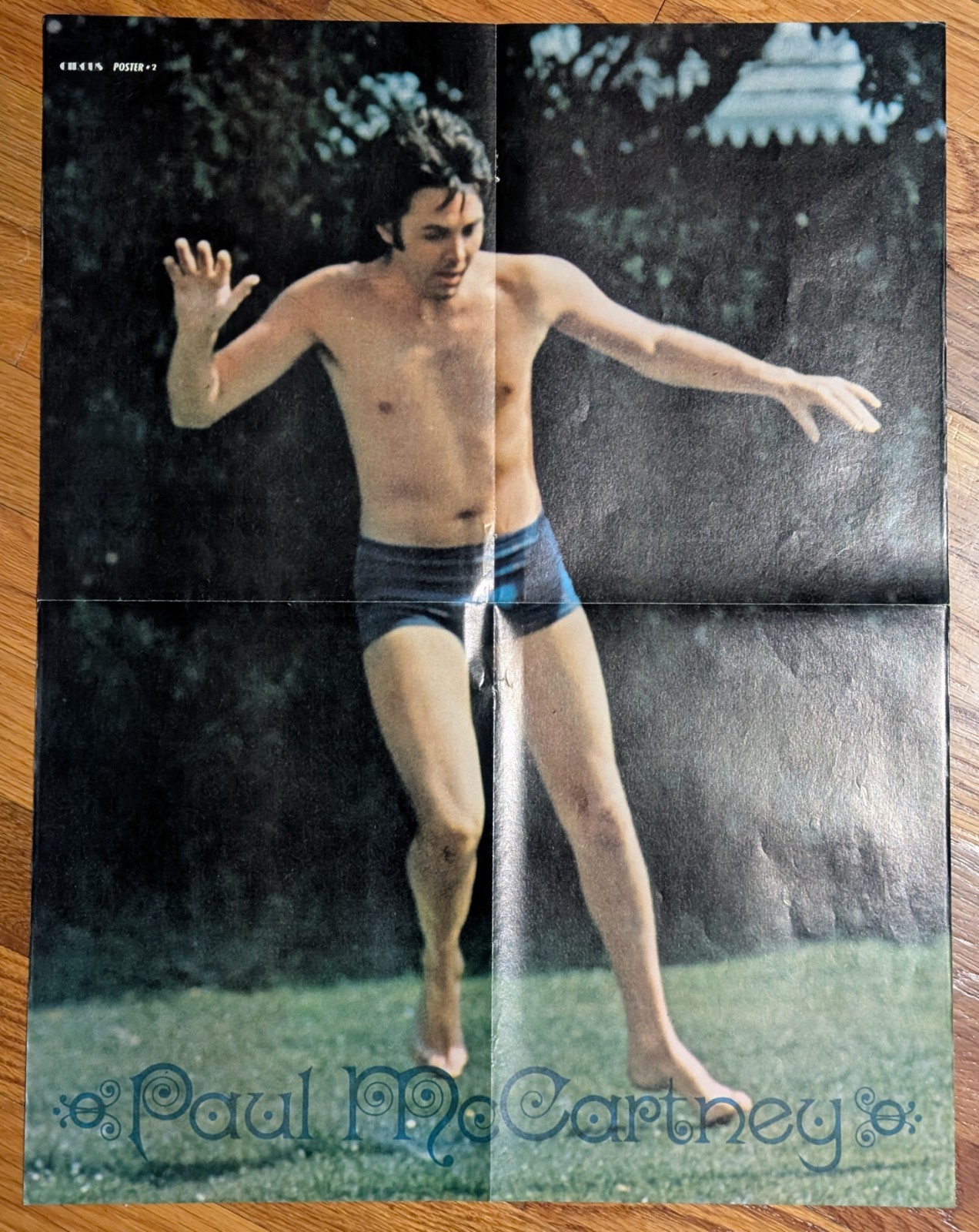 Paul McCartney Blue Swim Trunks Poster – Circus Magazine 1971 – Vintage 1970s