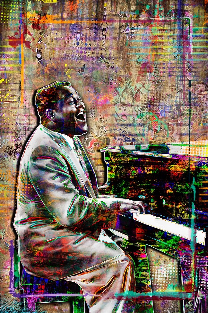 FATS DOMINO 13x19in Pop Art Poster Fats Domino Rock N Roll Tribute Free Shipping