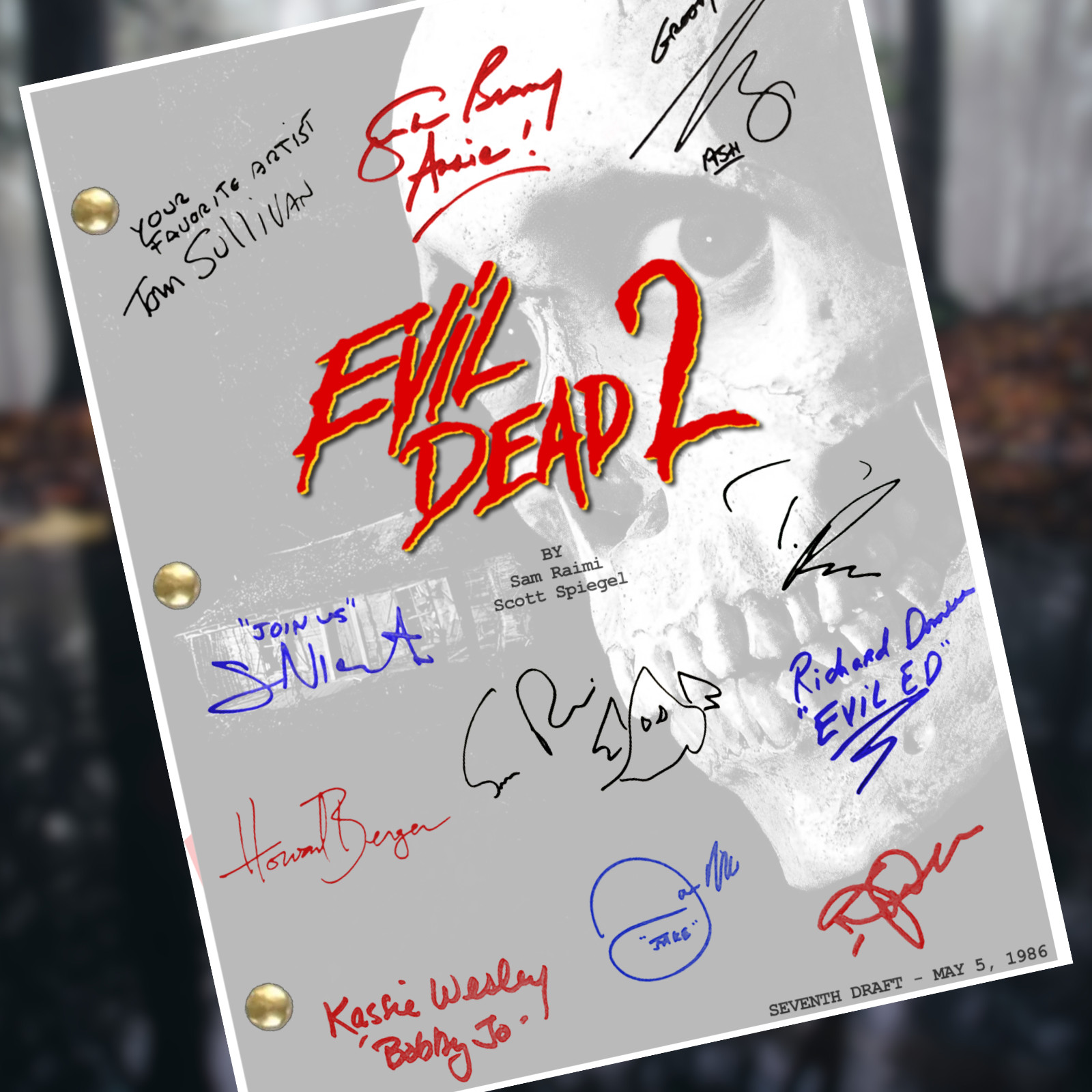 Evil Dead 2 Movie Script Autograph Signed Reprints Evil Dead II Horror Movie