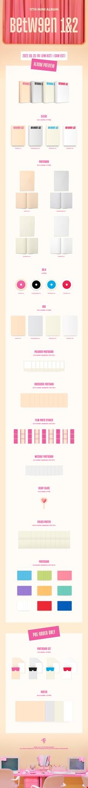 TWICE BetWeen 1&2 11th Mini Album CD+Photobook+Photocard+Etc+Tracking Number
