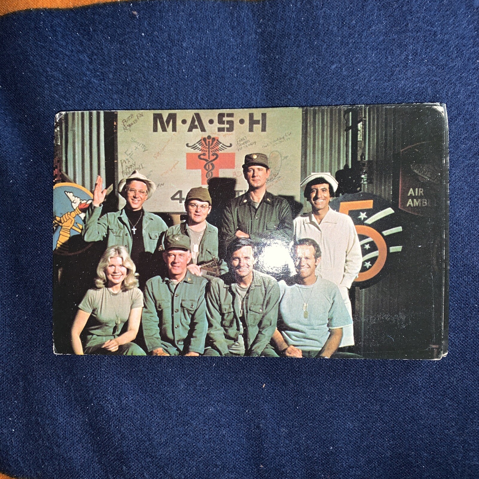 MASH TV Cast Color postcard promo pre-signed autographs