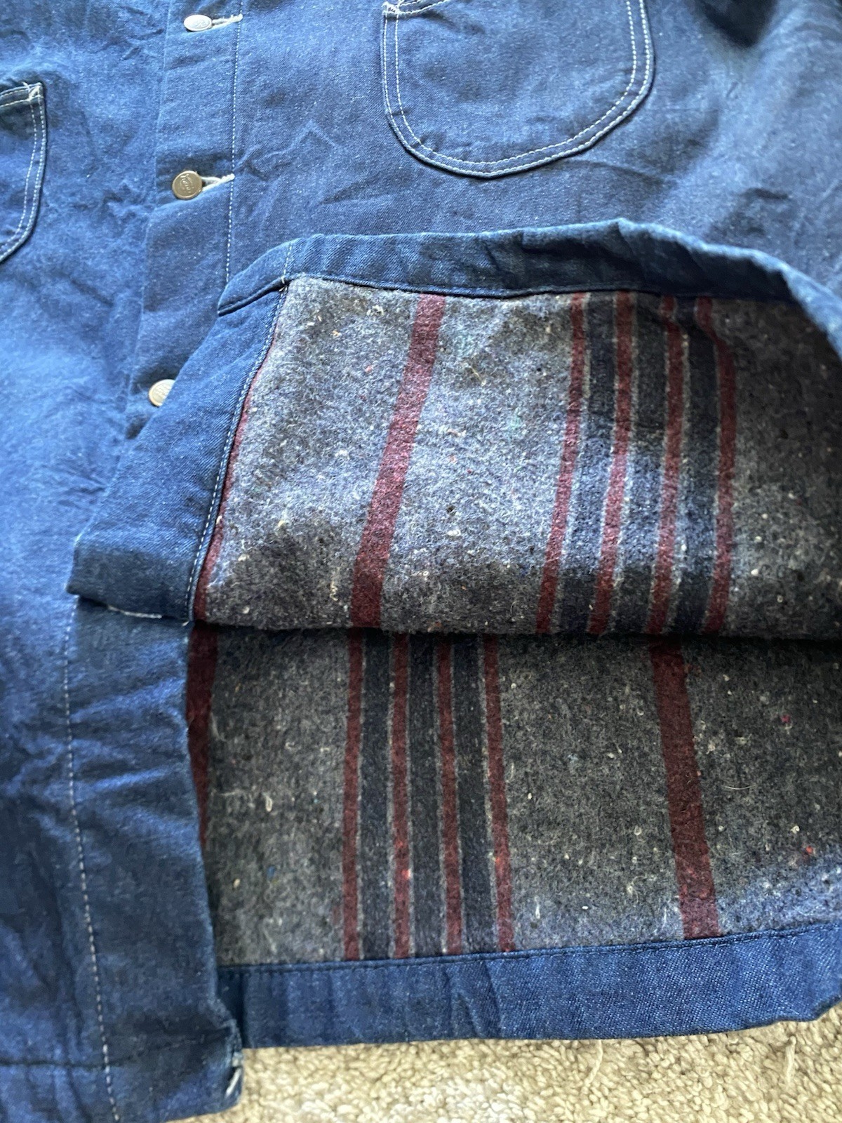 VTG Dickies Denim Blanket Lined Chore Coat Broadway Used To kill A Mockingbird