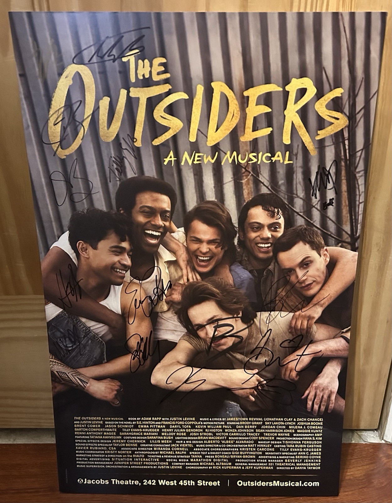 THE OUTSIDERS MUSICAL BRODY GRANT SIGNED X15 OBC POSTER WINDOW CARD