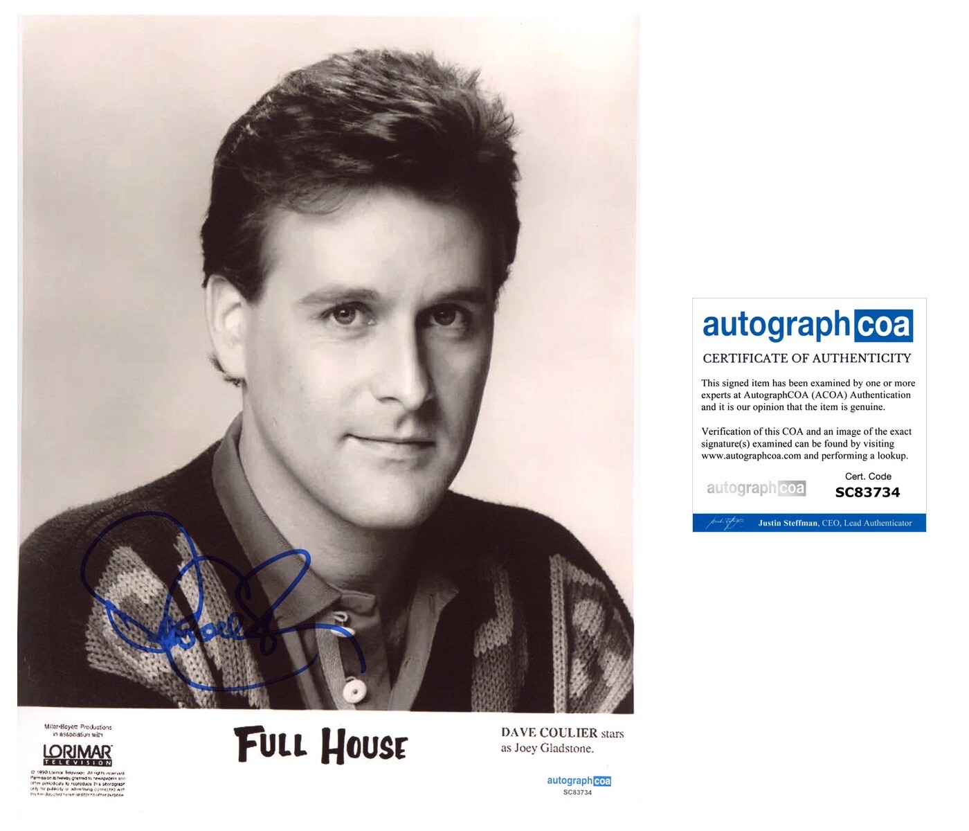 Dave Coulier ‘Full House’ Signed 8×10 Photo ‘Joey Gladstone’ ACOA