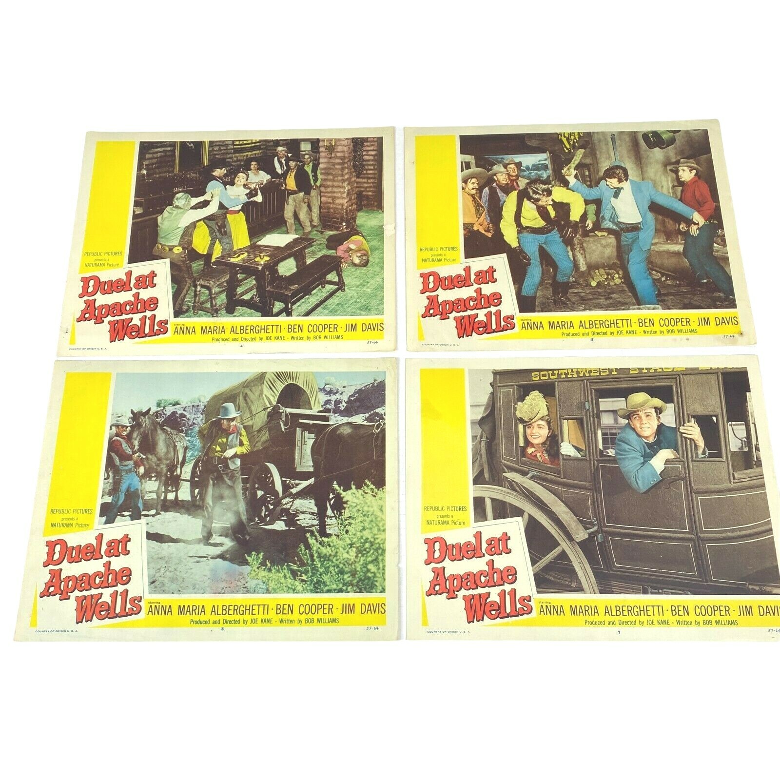 Set of 8 Dual at Apache Wells 1957 Jim Davis Lobby Cards Movie Posters Vintage