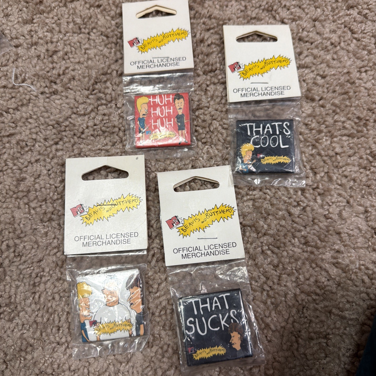 Vintage 1993 MTV Network Beavis And Butthead Buttons- Official Merchandise- New