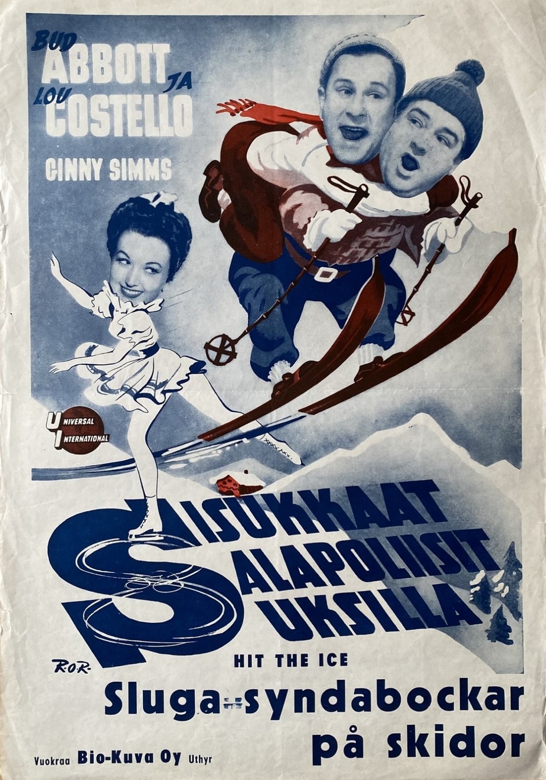 ABBOTT & COSTELLO Hit the Ice (1943) Original Finnish Movie Poster