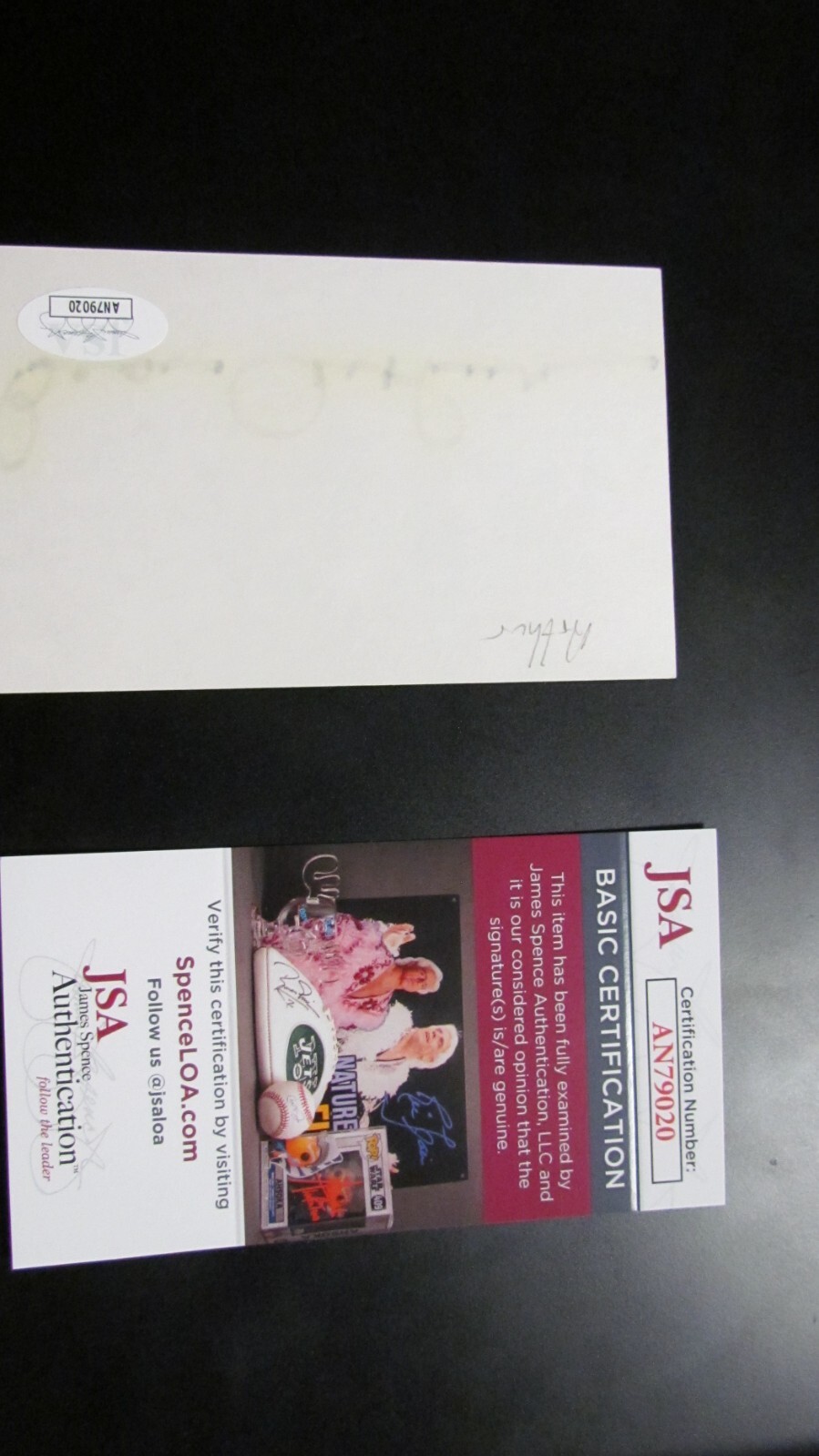 Bea Arthur signed Index Card JSA Certified