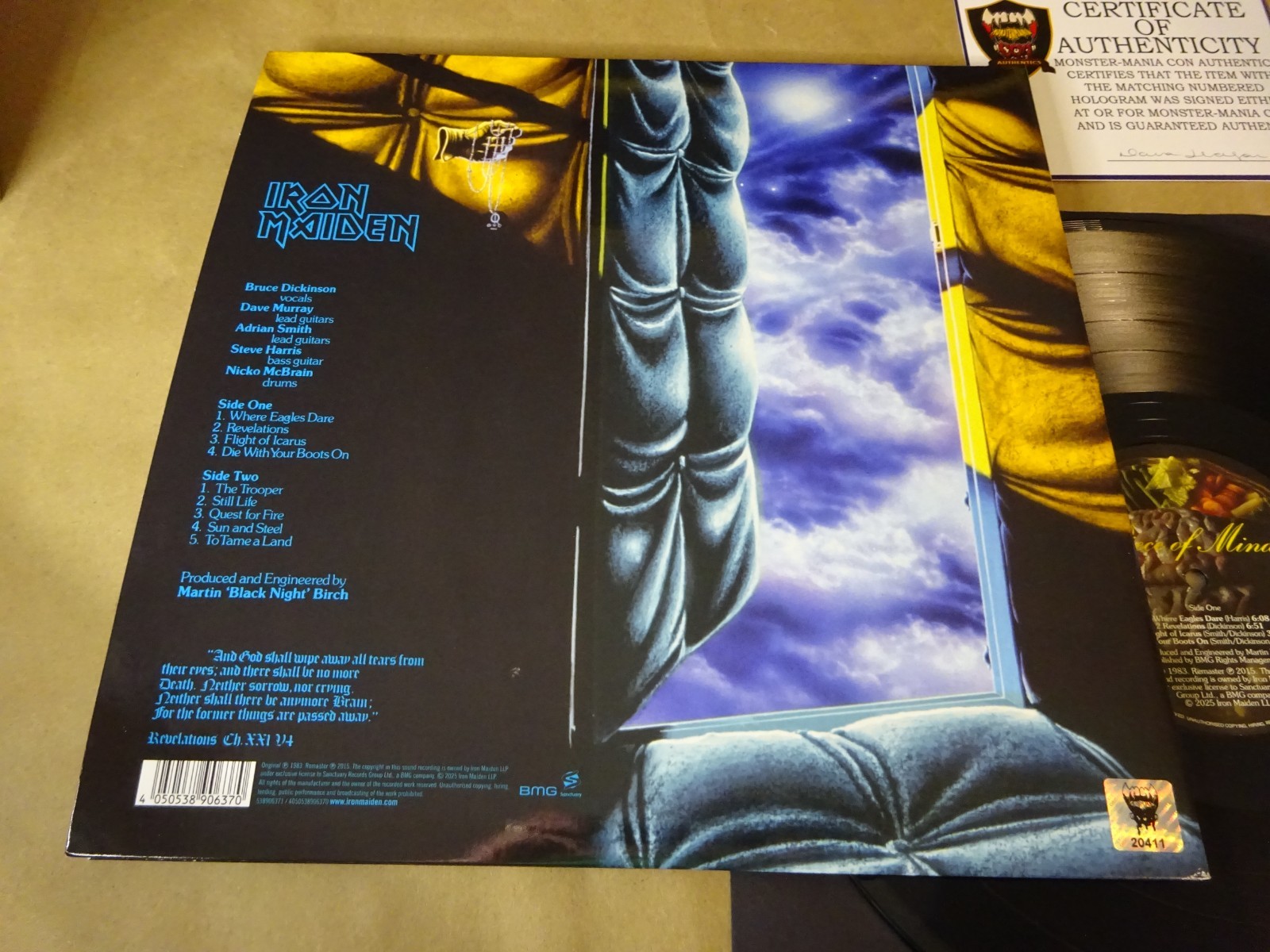 Signed Bruce Dickinson Autographed Iron Maiden Vinyl Album Monster Mania COA