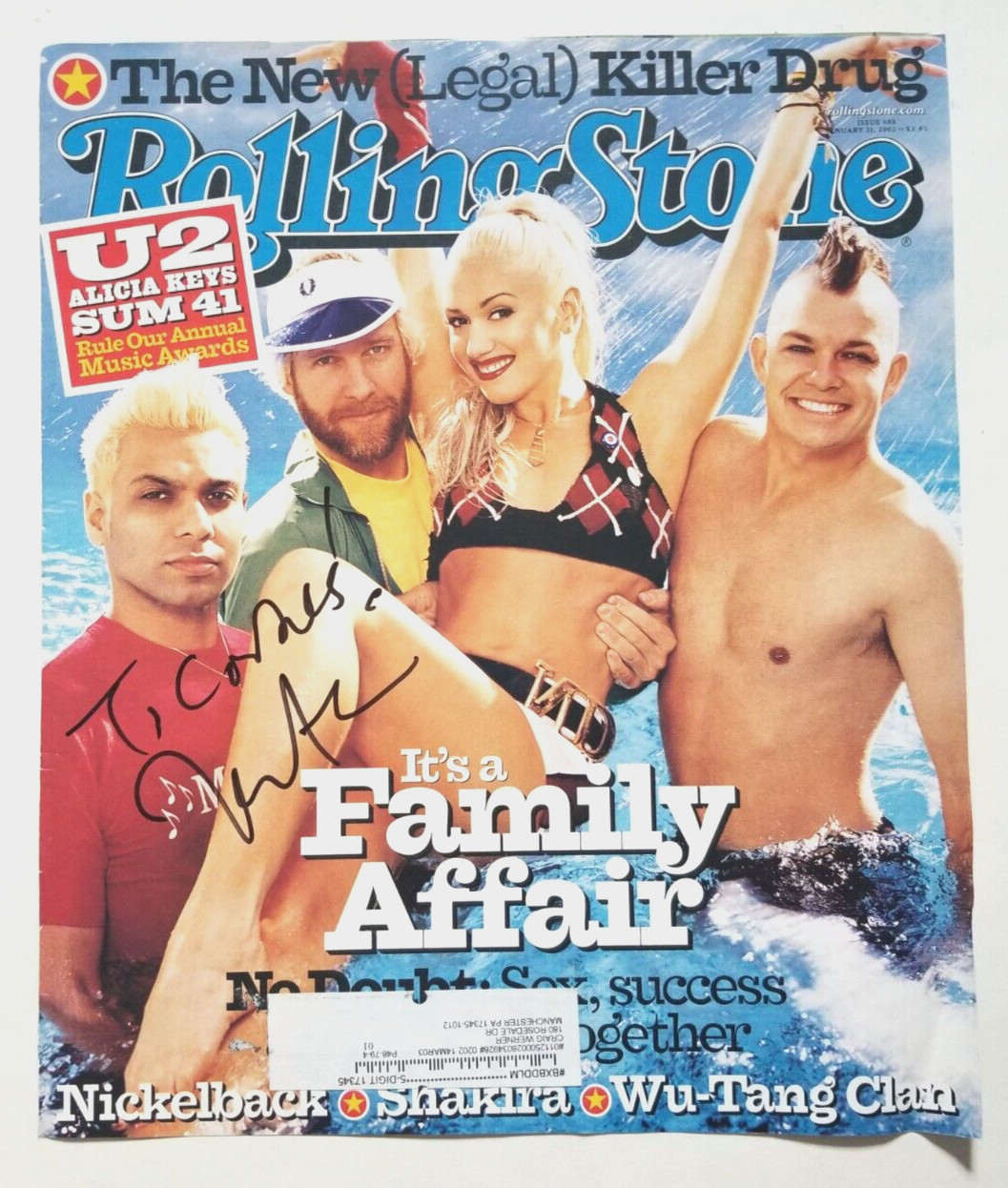 Tony Kanal of No Doubt REAL SIGNED Rolling Stone Mag Cover Page COA Autographed