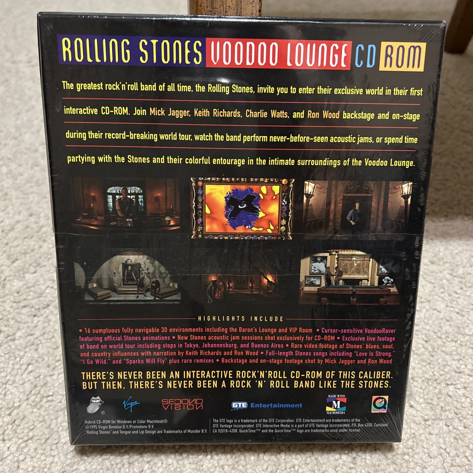 Rolling Stones CD ROM Voodoo Lounge Interactive RockNRoll /Mac/Pc /Sealed 1995