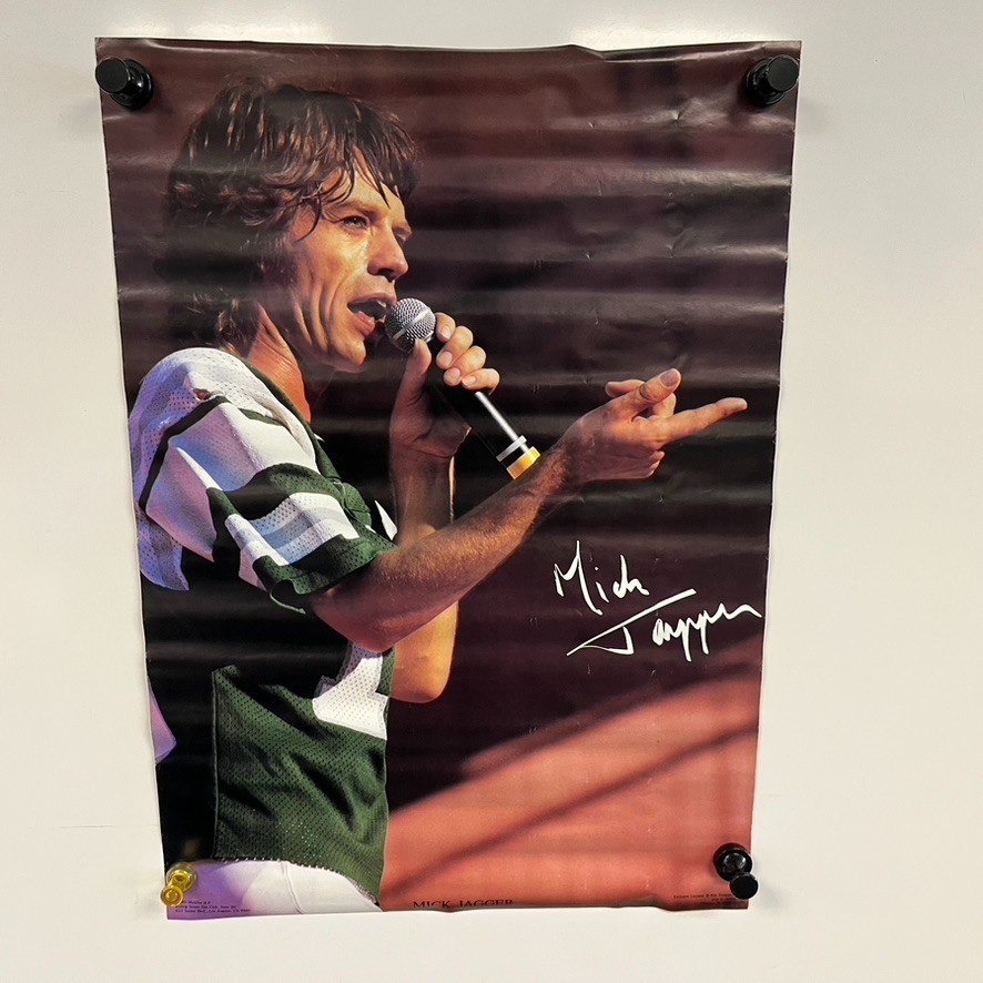 VTG Original MICK JAGGER Giant Vintage 1983 New Jersey Jets Poster 28″ x 20″