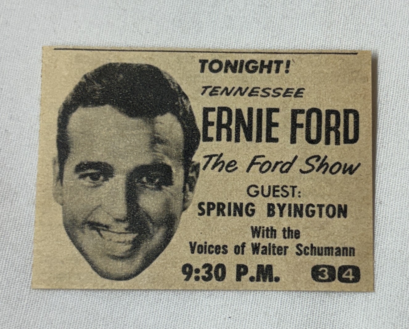 1956 small NBC tv ad ~ TENNESSEE ERNIE FORD SHOW