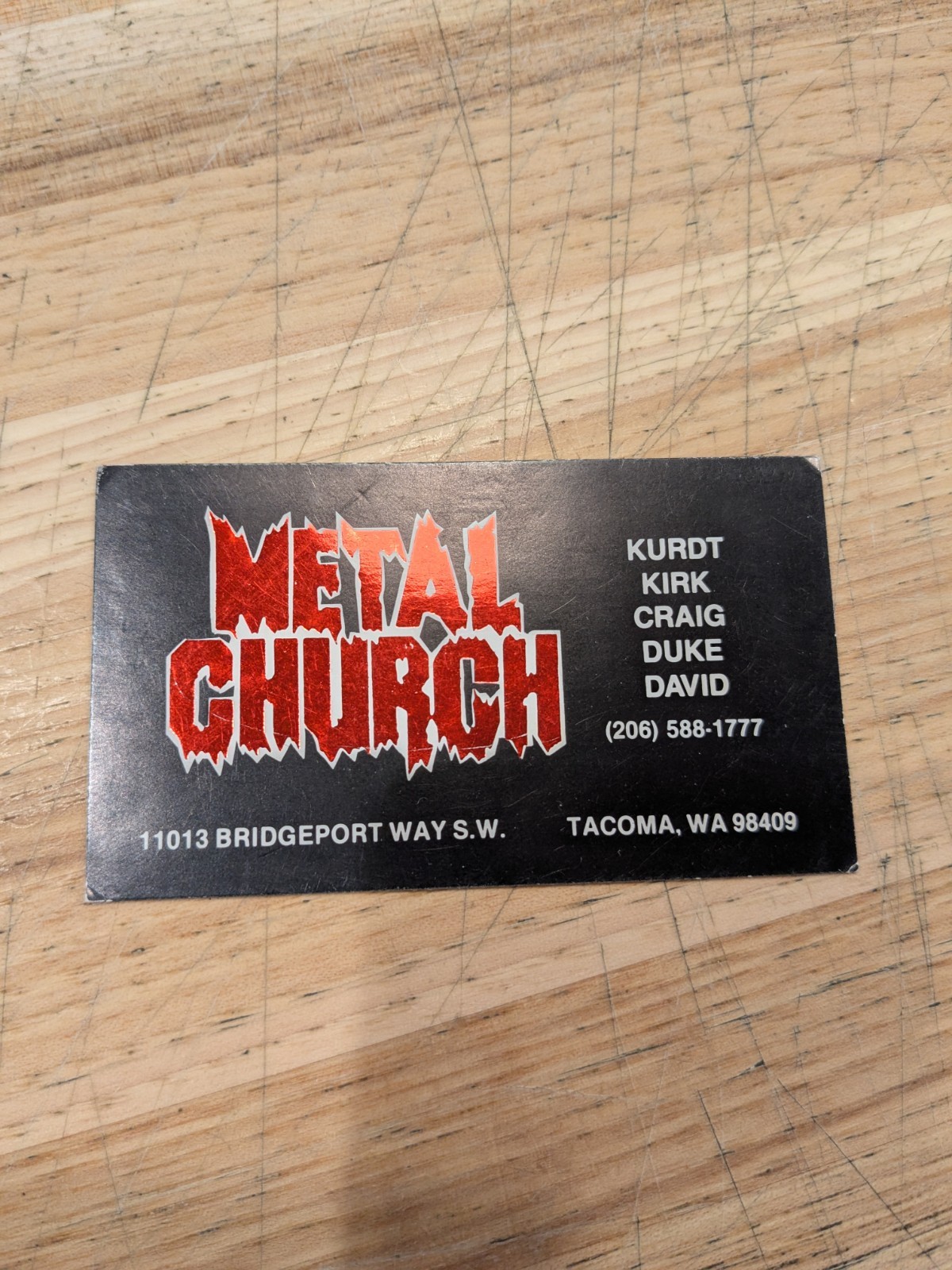 METAL CHURCH Vintage Original Business Card Seattle Private Thrash Promo