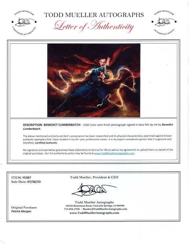 Benedict Cumberbatch signed autograph 8×10 Doctor Strange photo COA
