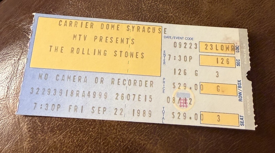 ROLLING STONES/LIVING COLOUR RARE CONCERT TICKET STUB SYRACUSE, NY 09/22/1989