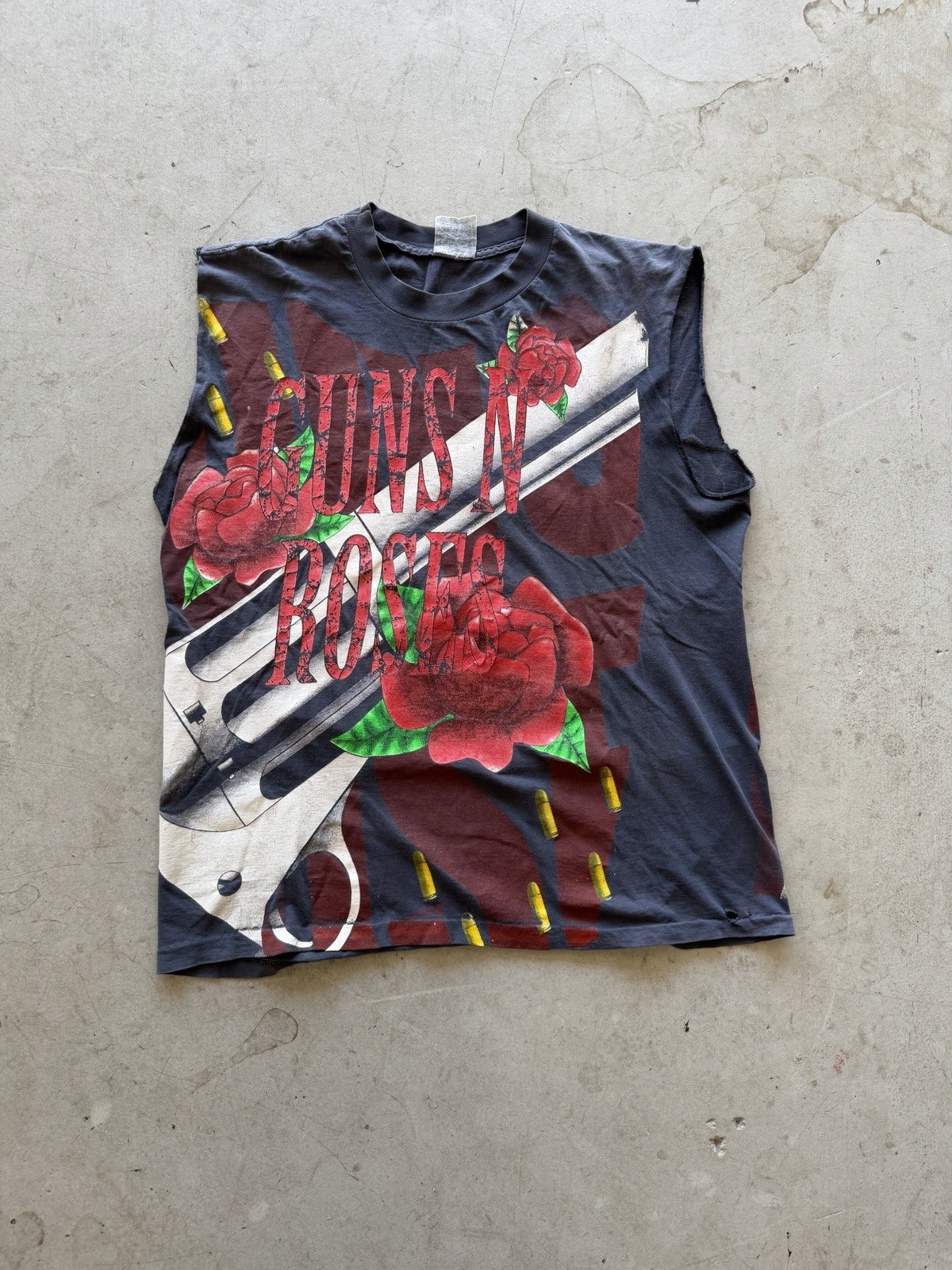 1993 Vintage Guns N’ Roses All Over Print Cut Off Tee Size XL